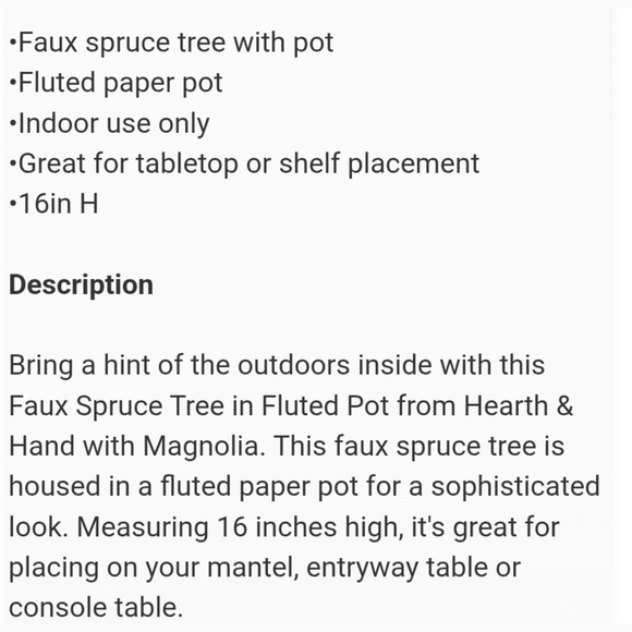 2!! Hearth & Hand NWT 16" Faux Spruce Trees In Fluted Porch Pot In Green/Cream - Picture 6 of 9